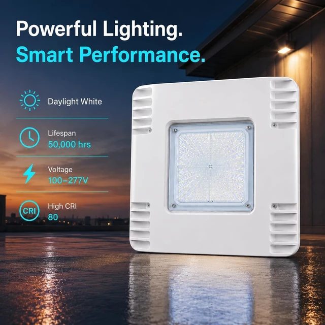 Alt view image 4 of 7 - 150W LED Canopy Ceiling Light - Ultra Efficient Recessed Surface Mount Gas Station Light - High Bay Carport or Parking Garage Lamp 19500lm 5700k UL Approved (150w 5700K-100-277V)