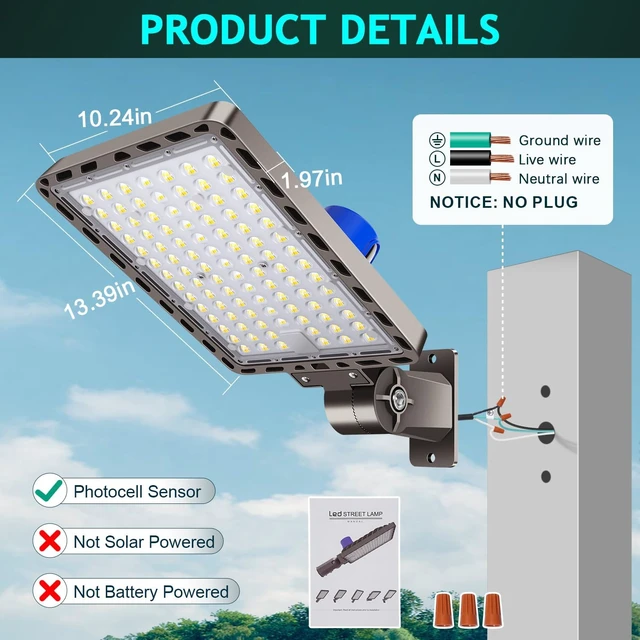 Alt view image 4 of 7 - 240W LED Parking Lot Light Dusk to Dawn Photocell 4Pack 36000LM