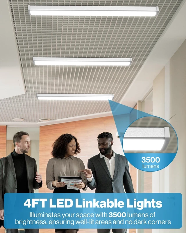 Alt view image 2 of 6 - Sunco 6 Pack LED Shop Lights 4ft, Wraparound Fixtures, 40W=300W, Linkable