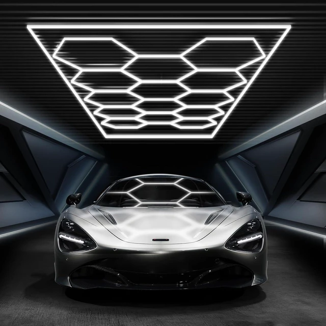 Main image of FERUERW Hexagon Garage Lights 14 Hex with Rectangle Frame