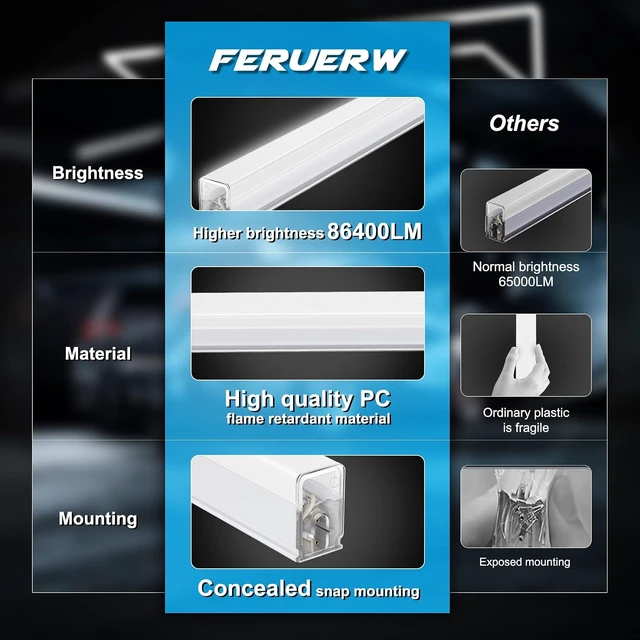 Alt view image 4 of 7 - FERUERW Hexagon Garage Lights 14 Hex with Rectangle Frame