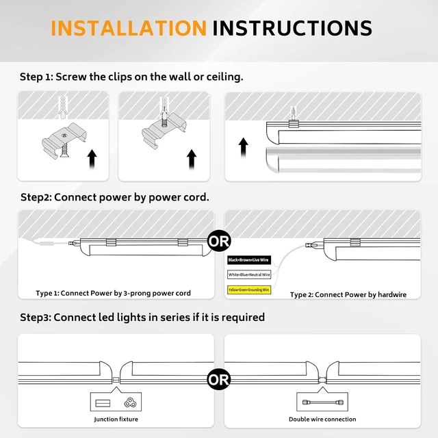 Alt view image 6 of 6 - ONLYLUX 8ft LED Shop Light, 8' 100W 15000lm 6000K (12 Pack)