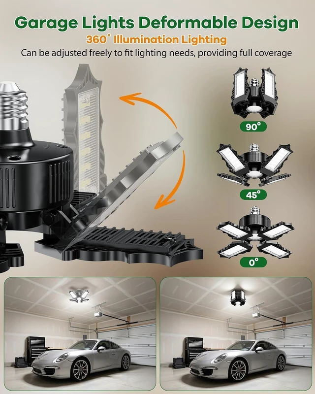 Alt view image 3 of 7 - ISKYDRAW Garage Lights 120W 2 Pack, 12000LM LED Shop Light Bay Lighting