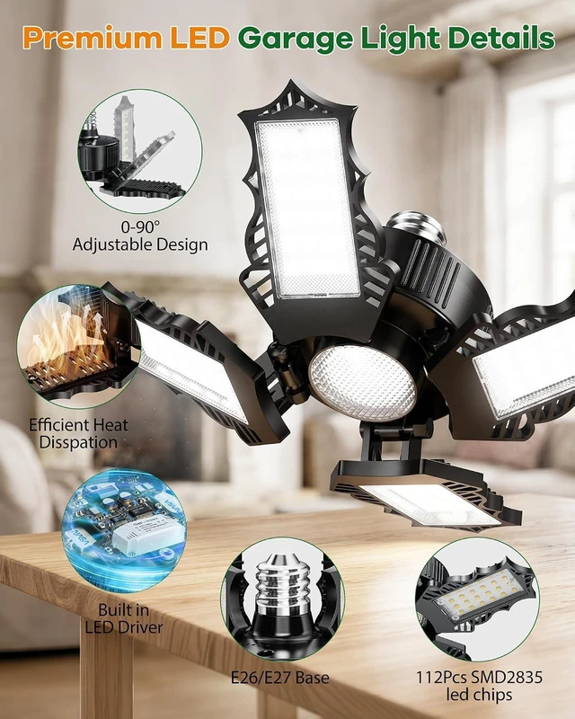 Alt view image 6 of 7 - ISKYDRAW Garage Lights 120W 2 Pack, 12000LM LED Shop Light Bay Lighting