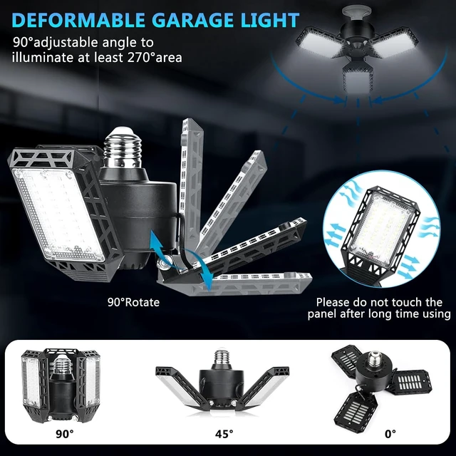 Alt view image 4 of 7 - 4 Pack Led Garage Lights, 60W Deformable Garage Ceiling Light