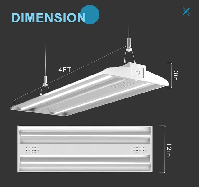Alt view image 4 of 7 - 4FT LED Linear High Bay Light 265W 39750LM 5000K, ETL Listed Commercial Shop Light for Warehouse Garage Workshop Gym, 100-277V Industrial Lighting with 7-Year Warranty, 4-Pack