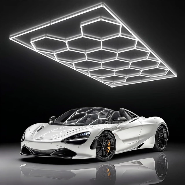 Main image of Hexagon Garage Light - Hexagon led Lights, High Brightness 566W 70750LM 6500K Super Bright Honeycomb Lights for Garage, Basement, Warehouse, Auto Beauty Shop, Car Detailing Shop