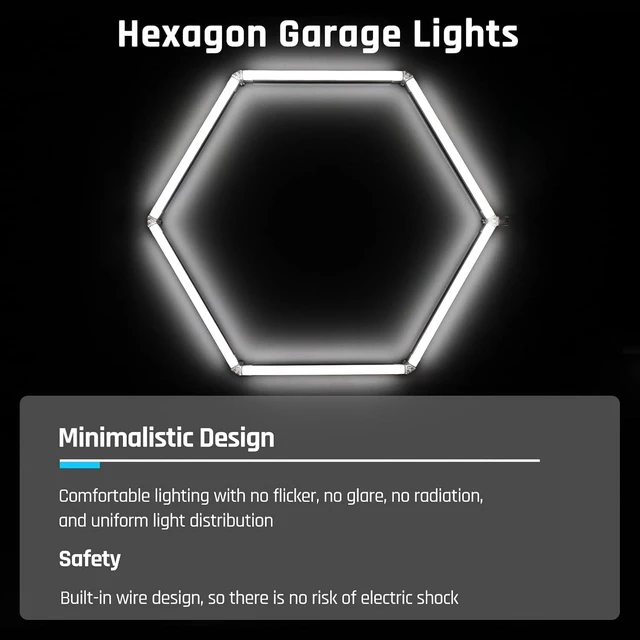 Alt view image 7 of 7 - Hexagon Garage Light - Hexagon led Lights, High Brightness 566W 70750LM 6500K Super Bright Honeycomb Lights for Garage, Basement, Warehouse, Auto Beauty Shop, Car Detailing Shop