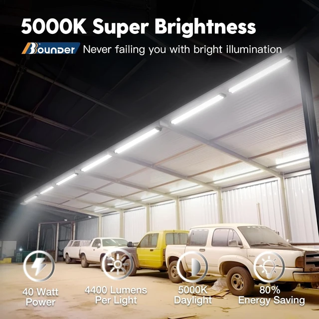 Alt view image 2 of 5 - BBOUNDER 12Pack 4FT LED Shop Light, Reflector, 6500K Linkable, 40W=250W ETL