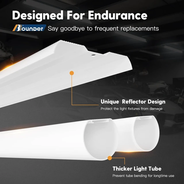 Alt view image 3 of 5 - BBOUNDER 12Pack 4FT LED Shop Light, Reflector, 6500K Linkable, 40W=250W ETL