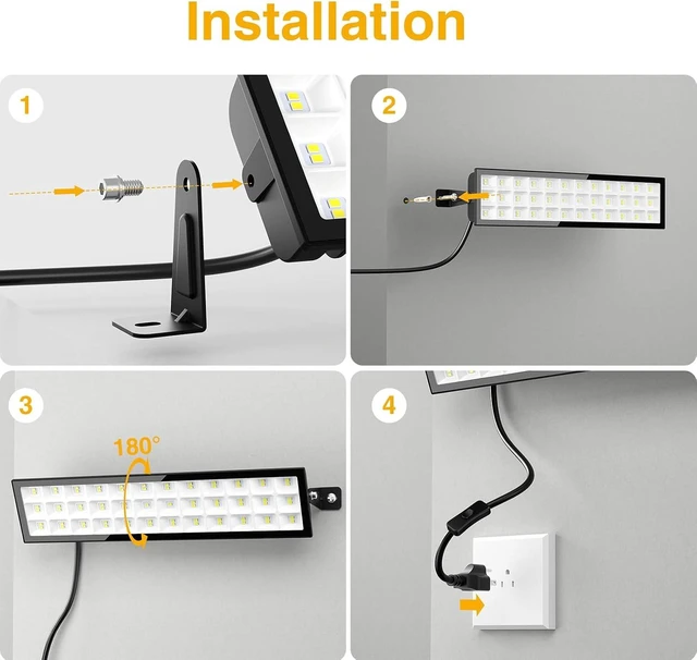 Alt view image 5 of 7 - Onforu LED Shop Lights,100W 14000lm Ultra Bright LED Work Lights with Plug,6500K Daylight White Garage Light,IP66 Waterproof Lighting for Garage Warehouses Workshop(2 Pack)