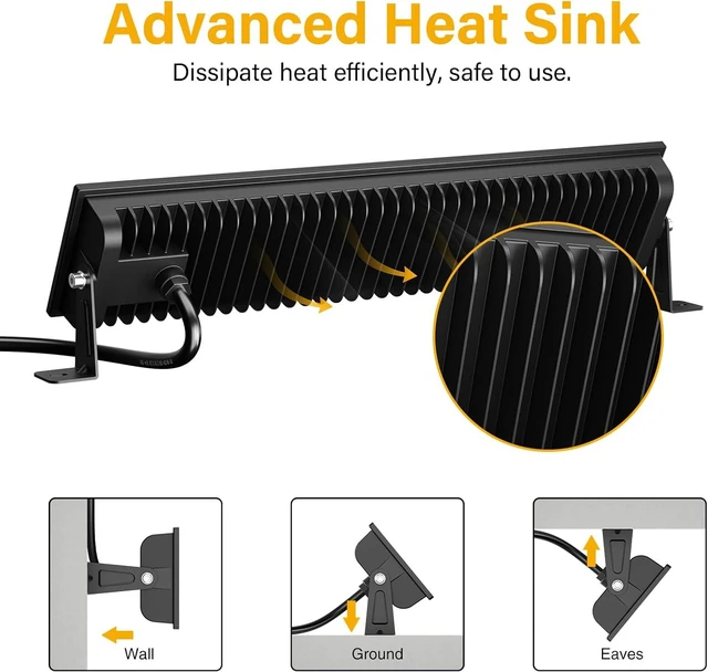Alt view image 7 of 7 - Onforu LED Shop Lights,100W 14000lm Ultra Bright LED Work Lights with Plug,6500K Daylight White Garage Light,IP66 Waterproof Lighting for Garage Warehouses Workshop(2 Pack)