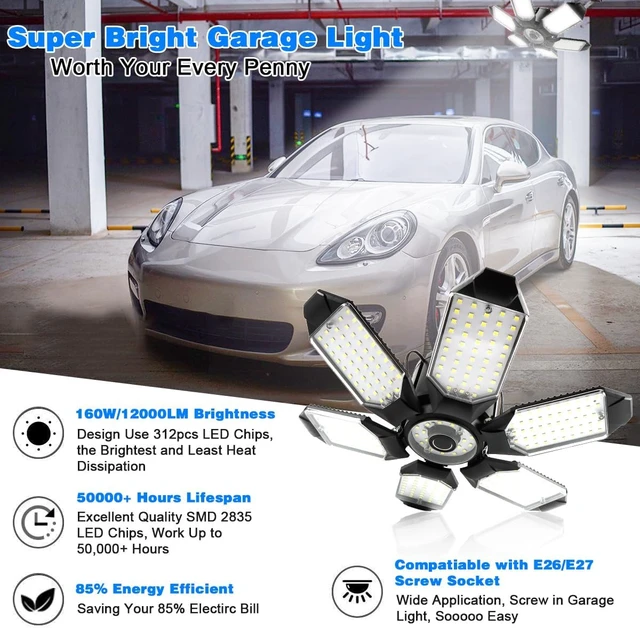 Alt view image 2 of 7 - Garage Lights - 32000LM LED Garage Ceiling Lights 6500K Daylight