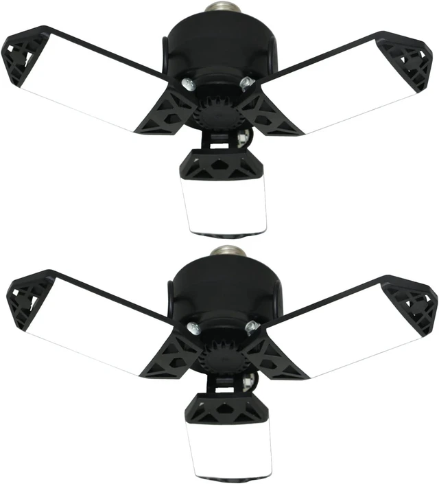 Main image of 2Pack 80W LED Garage Light, 8000 Lumen Ceiling Lights with 3 Adjustable Panels, 6500K Daylight Light Bulb Fixture LED Lights for Garage, E26/E27 LED Shop Lights, Attic Workshop LED Bay Light