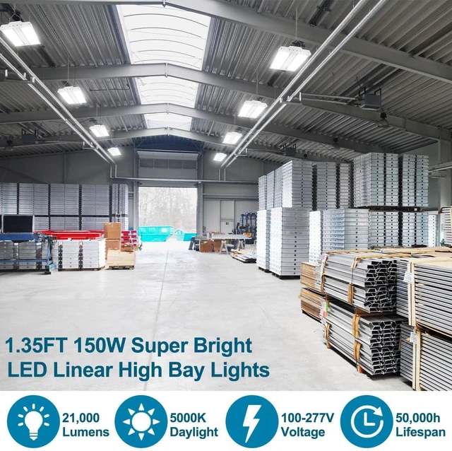 Alt view image 2 of 7 - High Bay LED Shop Light 2-Pack 150W 21000LM 5000K Daylight