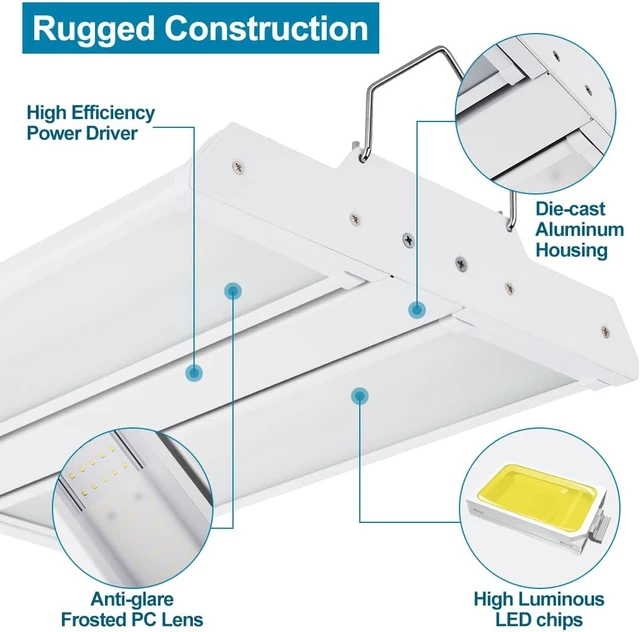 Alt view image 5 of 7 - High Bay LED Shop Light 2-Pack 150W 21000LM 5000K Daylight