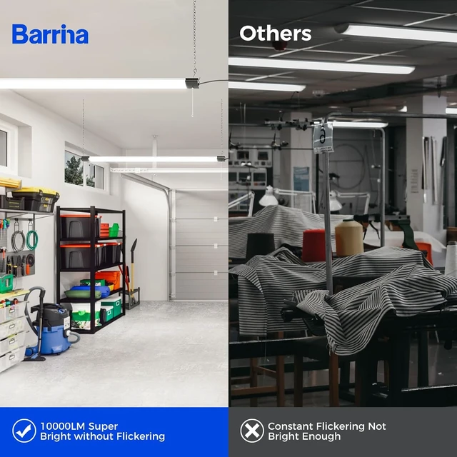 Alt view image 3 of 7 - Barrina BS84 LED Shop Lights 4FT for Workshop, 84W 10000LM 5000K, 1 Packs