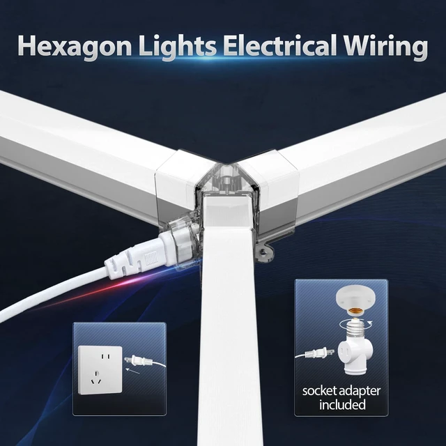 Alt view image 7 of 7 - Hexagon Garage Lights: 168W 5 Grids LED Garage Lights - Easy Install 6500K Super Bright Honeycomb Light for Workshop Warehouse Car Detailing Shop Exhibition Hall Gym