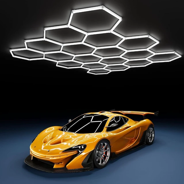 Main image of MODERN 18Grids Hexagon Garage Light: 72Pack 574W 70000LM High Brightness Hexagon Garage Lights-Easy Install Honeycomb Ceiling Lights for Warehouse, Gym Basement, Exhibition Hall