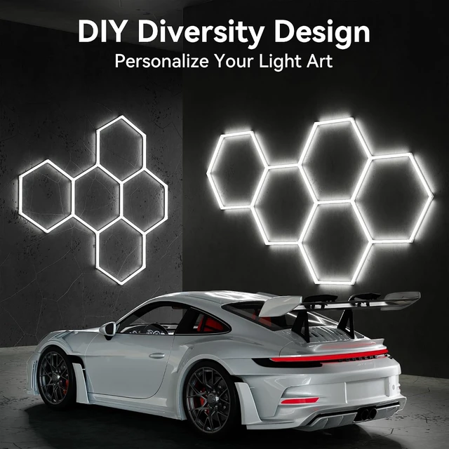 Alt view image 3 of 7 - MODERN 18Grids Hexagon Garage Light: 72Pack 574W 70000LM High Brightness Hexagon Garage Lights-Easy Install Honeycomb Ceiling Lights for Warehouse, Gym Basement, Exhibition Hall