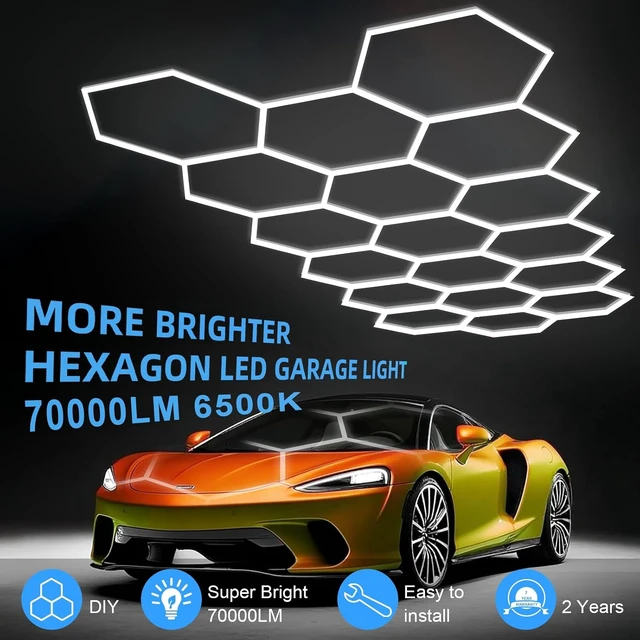 Alt view image 7 of 7 - MODERN 18Grids Hexagon Garage Light: 72Pack 574W 70000LM High Brightness Hexagon Garage Lights-Easy Install Honeycomb Ceiling Lights for Warehouse, Gym Basement, Exhibition Hall