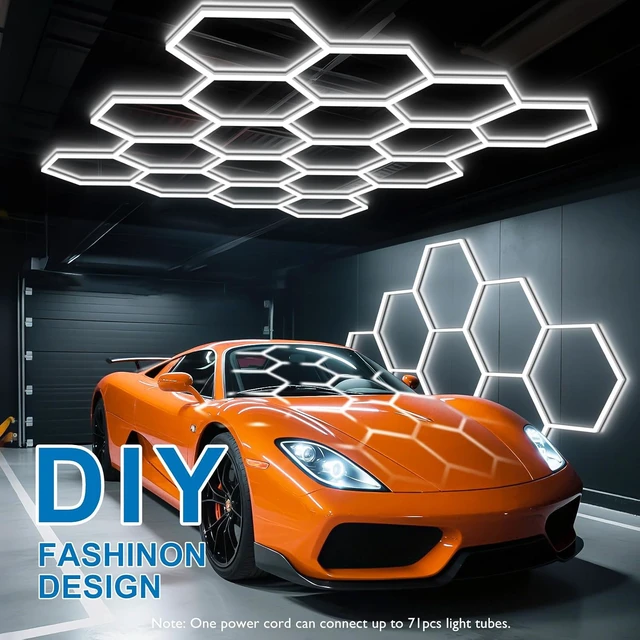 Alt view image 4 of 7 - Hexagon Garage Lights 18 Girds, LED Car Detailing Lighting