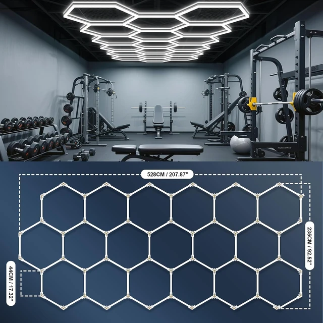 Alt view image 5 of 7 - Hexagon Garage Lights 18 Girds, LED Car Detailing Lighting
