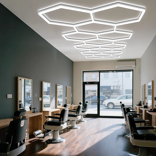 Alt view image 7 of 7 - Hexagon Garage Lights 18 Girds, LED Car Detailing Lighting