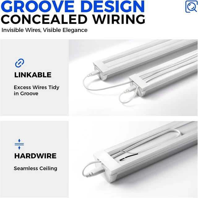Alt view image 3 of 7 - Barrina LED Shop Lights 4FT for Workshop, Garage, 45W 5000LM 5000K, 2 Packs
