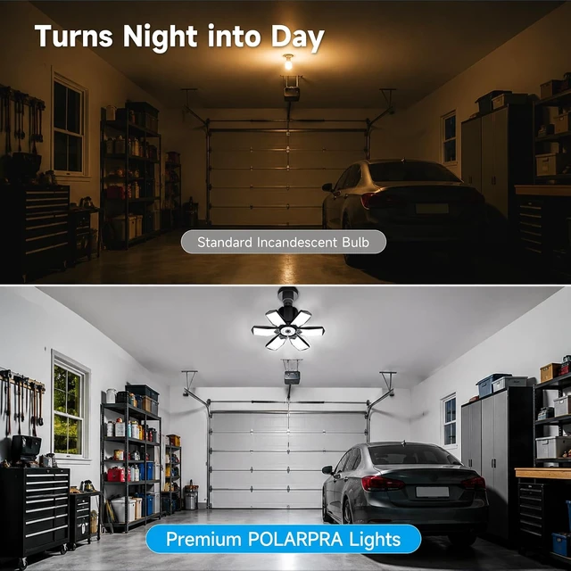 Alt view image 3 of 7 - LED Garage Lights - 200W Super Brighter Deformable 6500K Daylight