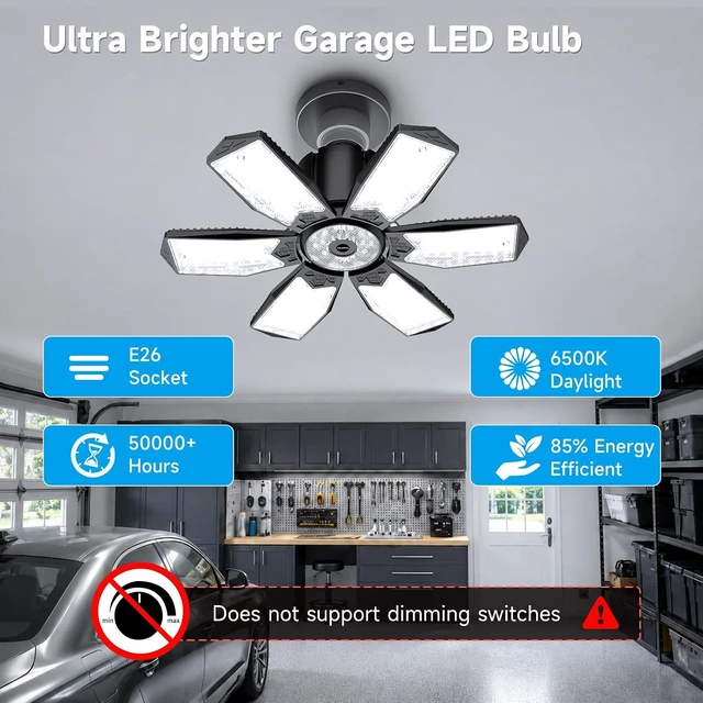 Alt view image 4 of 7 - LED Garage Lights - 200W Super Brighter Deformable 6500K Daylight