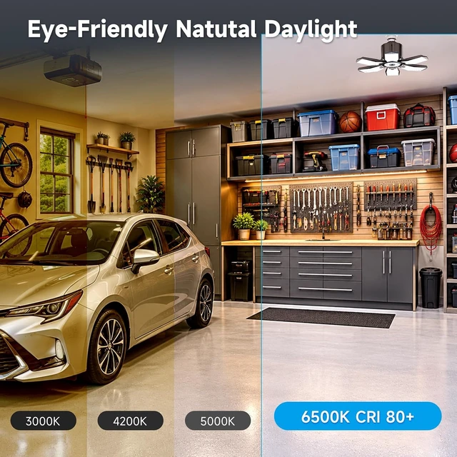 Alt view image 5 of 7 - LED Garage Lights - 200W Super Brighter Deformable 6500K Daylight