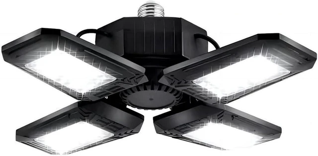 Main image of Deformable LED Garage Lights - 12000 Lumen 6500K Daylight 120W, Four Leaf Garage Organization Ceiling Lighting