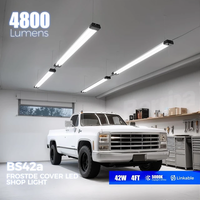 Alt view image 2 of 7 - Barrina BS42a LED Shop Lights 4FT for Workshop, 42W 4800LM 5000K, 2 Packs