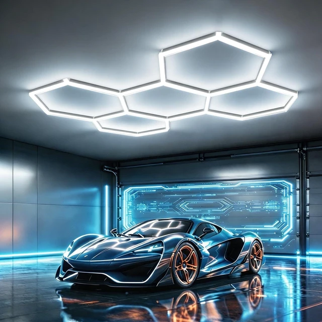 Main image of Bevenus Hexagon Garage Light, 168W 6500K Super Bright Honeycomb LED Ceiling Light, DIY Hex Lights for Warehouse Workshop Gym Barbershop Car Detailing Auto Beauty (5 Grids)