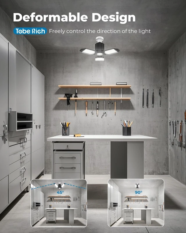 Alt view image 2 of 6 - toberich LED Garage Lights 2 Pack, 8000LM Shop Lights 6500K