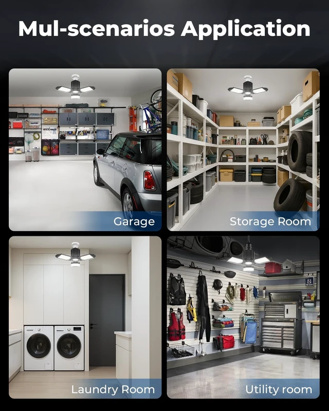 Alt view image 5 of 6 - toberich LED Garage Lights 2 Pack, 8000LM Shop Lights 6500K