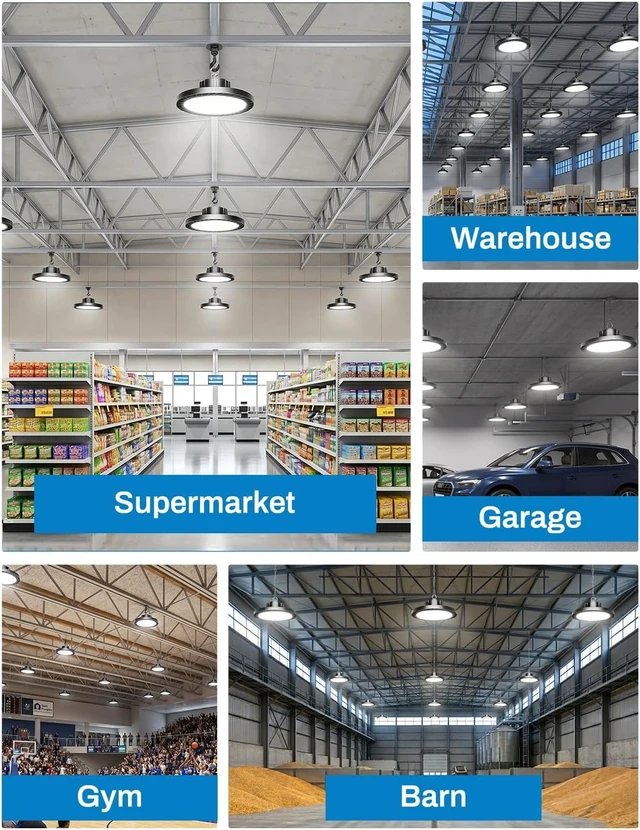 Alt view image 6 of 6 - ONLYLUX 250W UFO LED High Bay Light, 37500LM 6000K High Bay Led Shop Lights