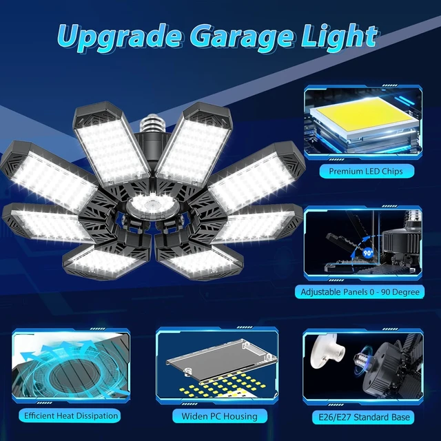 Alt view image 4 of 7 - ISKYDRAW Garage Light 1 Pack, 260W 26000LM Bright Shop Light Bay Lighting
