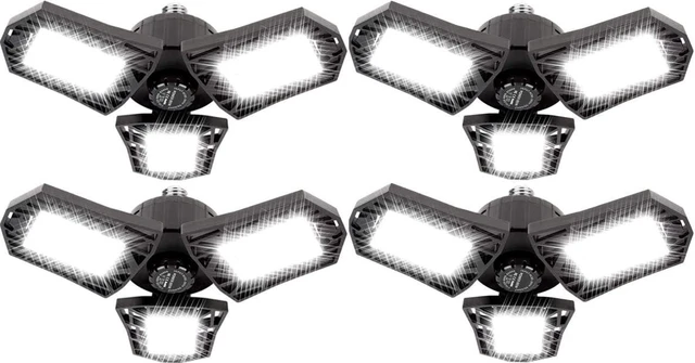 Main image of LED Garage Lights 4 Pack - 6000 Lumen 6500K Daylight 60W, Three Leaf Led Garage Ceiling Lights