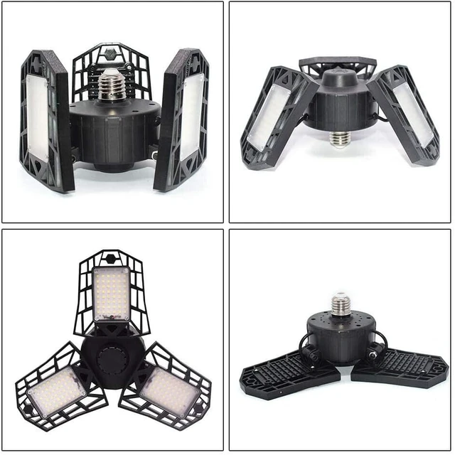 Alt view image 5 of 6 - LED Garage Lights 4 Pack - 6000 Lumen 6500K Daylight 60W, Three Leaf Led Garage Ceiling Lights