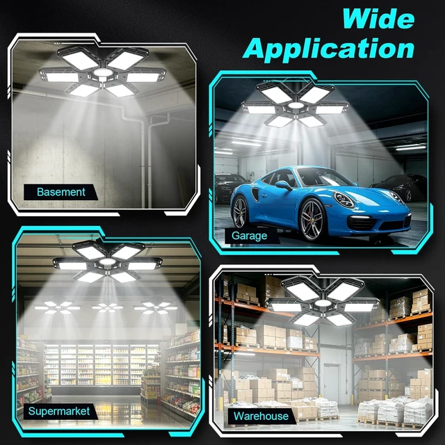 Alt view image 2 of 7 - Luyata 2 Pack LED Garage Lights, 200W 20000LM 6500K Ceiling Light Fixtures
