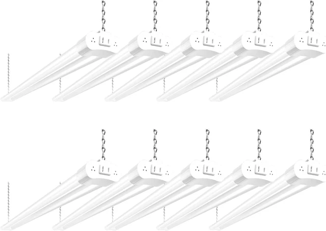 Main image of hykolity 10 Pack 4FT Linkable LED Utility Light Fixture, 4400lm, 42W, 5000K Daylight for Workshop, Garage, Hanging or Surface Mount, with Power Cord, ETL