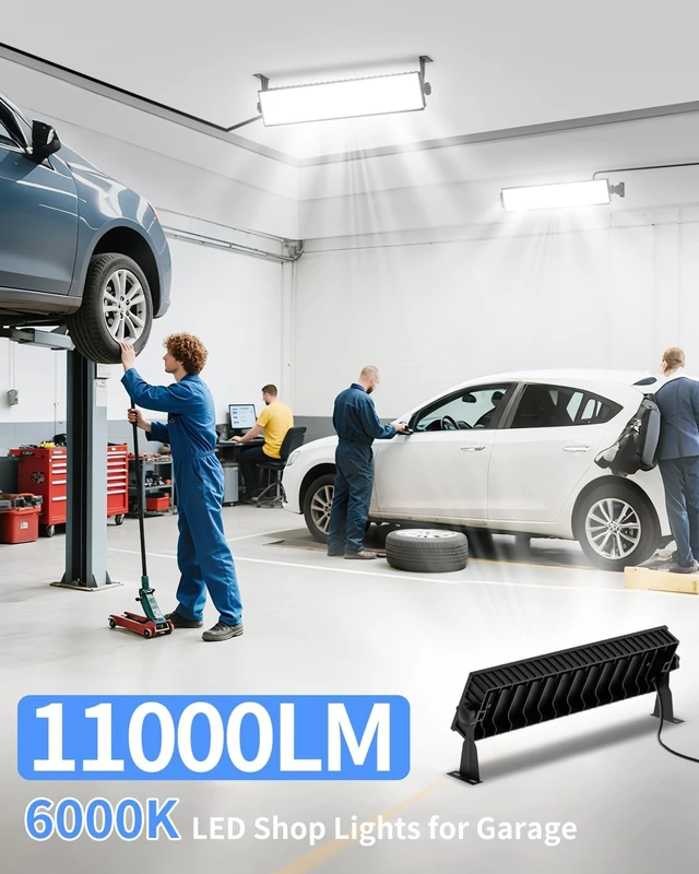 Alt view image 2 of 7 - 11000LM Shop Light Plug in with Switch, IP66 Bay Light for Garage Workbench