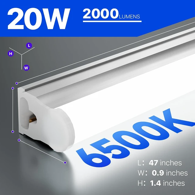 Alt view image 4 of 7 - Ensenior 4FT LED Shop Lights, T5 6500K Super Bright Garage Lighting, 8 Pack