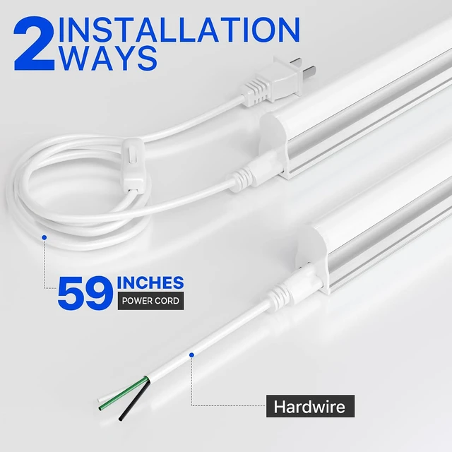Alt view image 7 of 7 - Ensenior 4FT LED Shop Lights, T5 6500K Super Bright Garage Lighting, 8 Pack