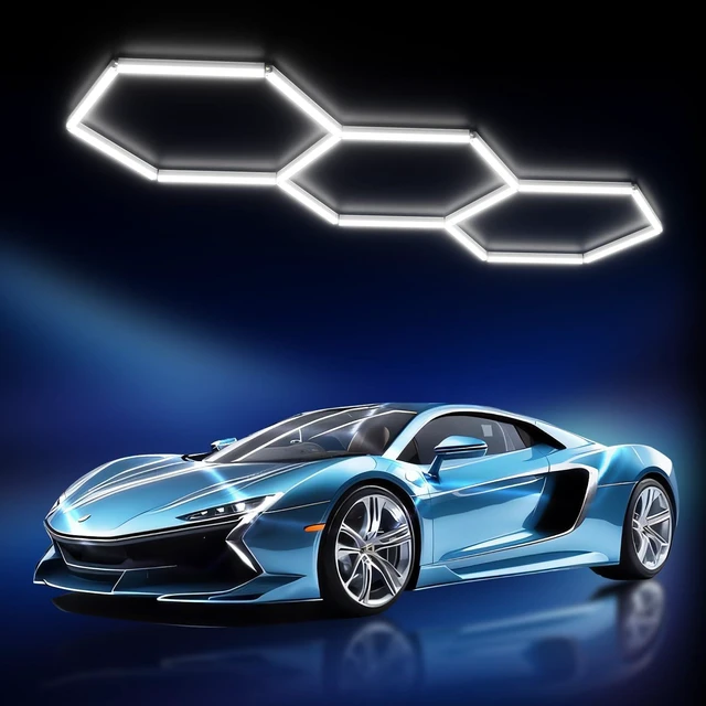 Main image of JTT Hexagon Garage Lights,16Pack 128W LED Garage Hexagon Lights, 3 Grid