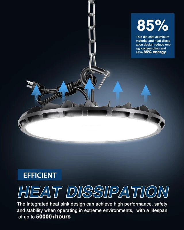 Alt view image 3 of 7 - 200W UFO LED High Bay Light, Aluminum LED Shop Lights with 26000LM