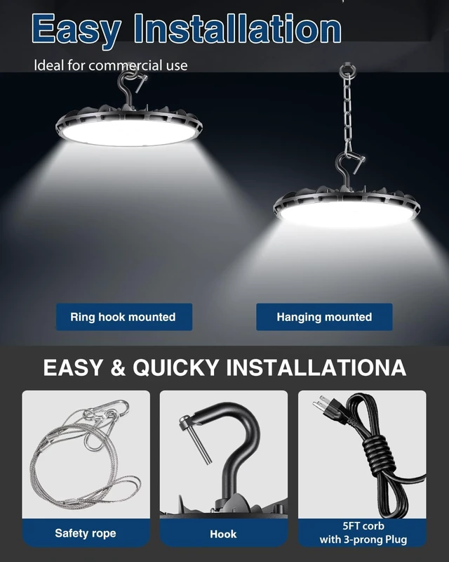 Alt view image 4 of 7 - 200W UFO LED High Bay Light, Aluminum LED Shop Lights with 26000LM