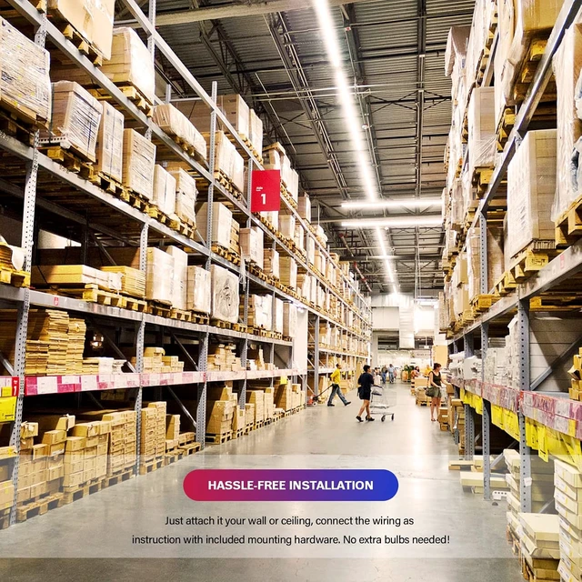 Alt view image 2 of 6 - ANTLUX 110W LED Shop Light 8FT Linear Strip Lights Linkable, 12000 Lumens, 5000K, 8 Foot Garage Lights, Surface Mount and Hanging Ceiling Lighting Fixture, 2 Pack